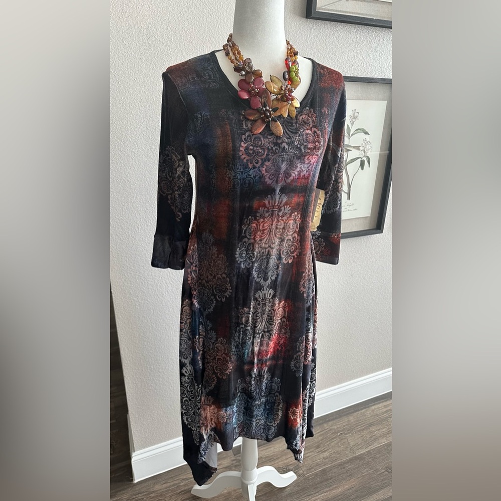 NEW! ONE WORLD Velvet Dress Womens Fairycore Hippie Boho Size S